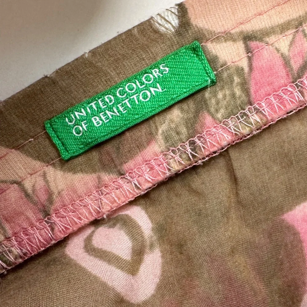 United Colors of Benetton Vintage Silk Tiered Print Skirt Lace‎ Size 42 US 6